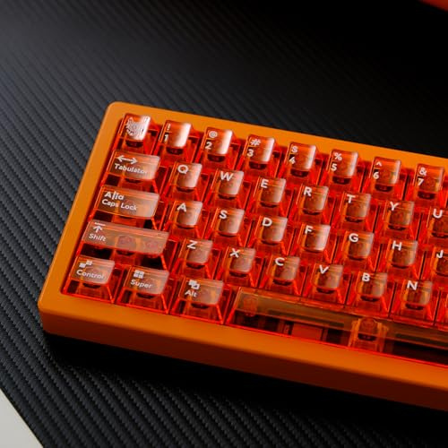 Set med tangenter, 114 orange transparenta tangenter, PC, cherry-profil, passar för mekaniska tangentbord med cherry mx-brytare