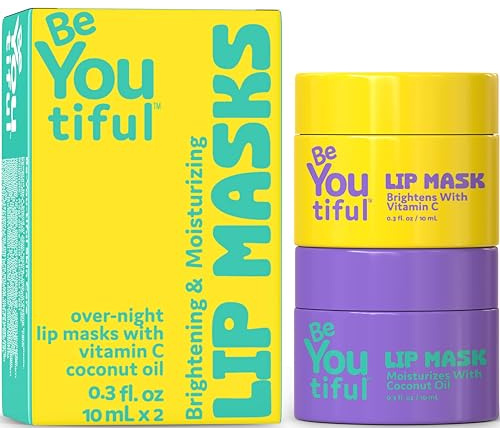 Lip Masks Set by BeYOUtiful, Easter Basket Stuffers, Hydrating Lip Balm for Dry Chapped Lips, Lip Gloss for Girls, Skin Care for Teens, 2pc, 0.3oz Each, Easter Gifts for Kids