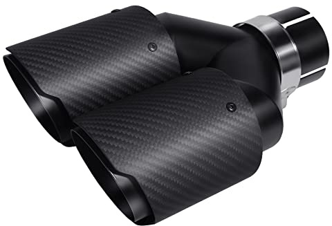Krtopo 60MM(2.36) Ingresso Doppia Terminale Scarico Auto Sportivo Tubo di Scarico Auto In Carbonio Punta Posteriore Punta Posteriore 3.5 Uscita (Matte All Black)