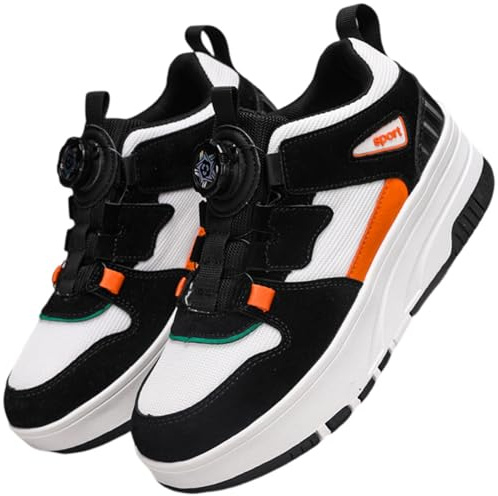 Hixingo Chaussure a Roulette pour Fille Garçons, Patins à roulettes Résistant à l'usure, Basket à roulettes avec Lacets Rotatifs pour Débutants, Enfants (Orange,39)