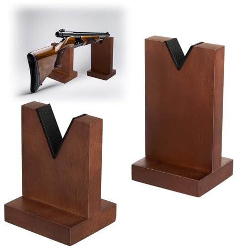 BrightRow Wood Gun Display Stands, V-shaped Top Rustic Wood Display Stands Rifle Rack Gun Rack for Smaller Rifles, Long Guns, Firearms, Weapons, Collectables, Displays, Shows, Exhibits