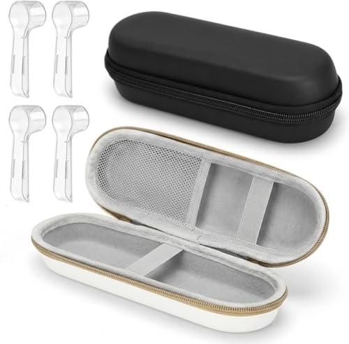 TAIHOBO Elektrische Zahnbürste Etui für Braun, 2PCS Reiseetui und 4 Staubschutzhülle Den Zahnbürstenkopf für Philips Sonicare3000/5000/6100/Oral B/Pro 500/3000/1500 EB17/D12/IO Series5/7/8/9