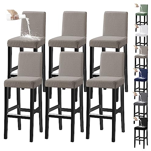 Vattentäta Stretchöverdrag Till Barstolar Med Universal Passform For Restauranger Och Hotell(Taupe 6pcs)
