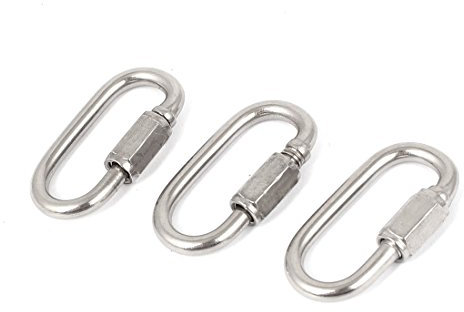 sourcing map 3.5mm Dicke Quick Oval Screwlock Kettenglied Schloss Haken Karabiner 3-teilig DE de