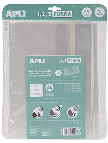 APLI 16955 Buchumschlag mit verstellbarer Klappe aus Polypropylen, 280 mm