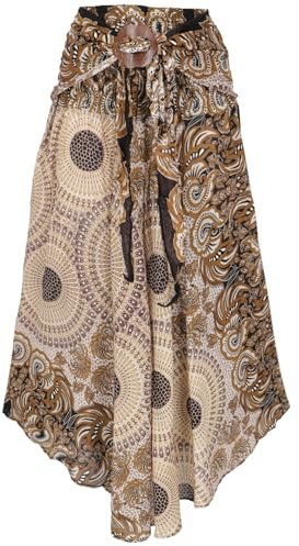 GURU SHOP Boho Sommerrock, Maxirock Hippie Chic - Cappuccino, Damen, Synthetisch