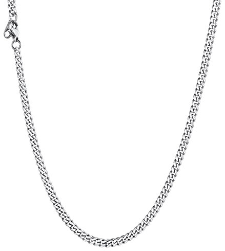 U7 Herren Hip-Hop Kette - 3mm breit Panzer Halskette- 55cm Edelstahl kubanische Panzerkette - Link Necklace trendig Modeschmuck Accessoire für Jungen Männer