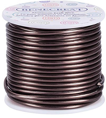 BENECREAT 9 Gauge/3mm Brown Jewelry Craft Wire 17m Tarnish Resistant Bendable Aluminum Sculpting Metal Wire for Jewelry Craft Beading Work