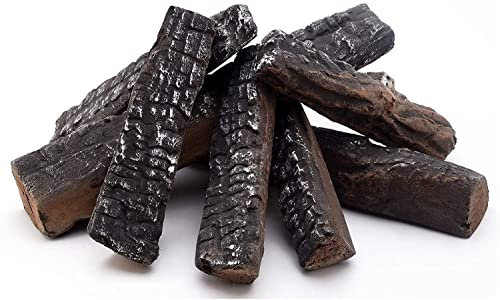 Juego de leña de madera de cerámica pequeña para decoración de chimenea de gas (8)