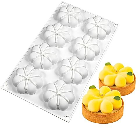 QIUMING Blütenblatt-Silikonform Silikonformen Zum Backen Runde Kuchenformen Mousse Moulds Pastry Silikon Backform Schnellentriegelung für Schokolade Mousse Kuchen Backen Brot Dessertformen (A)
