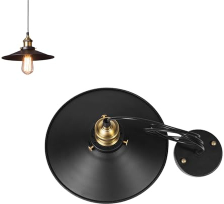 Veemoon Suspension Plafond RéTro Noir Metal Industriel Design Edison Vintage Luminaire Lustre ExtéRieur Abat-Jour Personnalité Lustre Comptoir De Bar Pour Salon Salle à Manger Bar (30 Cm Sans