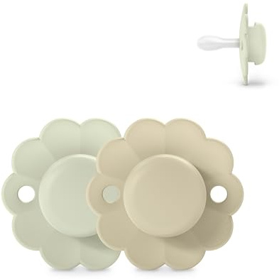 Suavinex, Set of 2 Baby Pacifiers 0-6 Months, Round Pacifier with Symmetrical Pacifier SX Pro Silicone Reversible Flat Flexible Oral Development Friendly Newborn Wonder Aqua/Gray