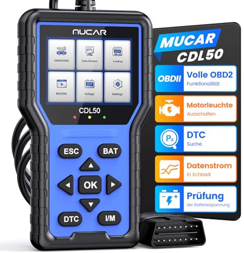 OBD2 Diagnosegerät, MUCAR CDL50 OBD2/EOBD Diagnosegerät Auto Mit Vollen OBD2-Funktionen, Auto Auslesegerät Motor-Fehlercode lesen,One Touch I/M Bereitschaftstaste