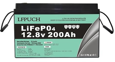 Leisure batteria，LiFePO4 Batterie 12V 200Ah, Lithium Freizeitbatterie,Sistema BMS integrato, adatto per impianti fotovoltaici e sistemi di accumulo di energia.