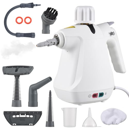 Dampfreiniger, 1000W Dampfreiniger Boden mit 11 Zubehör, Dampfreiniger Handgerät Für Böden Polstermöbel Fugen und Autos, Entfernt Schmutz und Fett