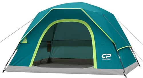 CAMPROS CP 4 Person Tent, Dome Tents for Camping with Rainfly, Waterproof Camping Tent Easy Set Up, Portable Family Tent with Large Mesh Window & Carry Bag for Outdoor Hiking