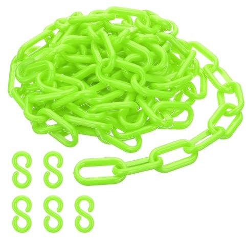 PATIKIL Plastic Chain Links, 10 Feet Safety Chains, Green Plastic Chains for Barriers, Crowd Control, Queue Lines, Parking, Fences, Gate, Concerts, and Decoration