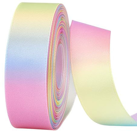 PH PandaHall 21.5~25m Nastro Arcobaleno 25mm Nastro Sfumato Raso, Nastri di Raso Colorato per Abbigliamento Fai Da Te Decorazioni per Matrimoni Confezioni Regalo Creazione di Fiocchi