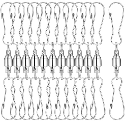 Confezione da 12 ganci girevoli, 360 clip girevoli doppie per appendere campanelli a vento, piante, mangiatoia per uccelli, cristalli, gabbie per uccelli, aquiloni, bandiere, lanterne, forniture per