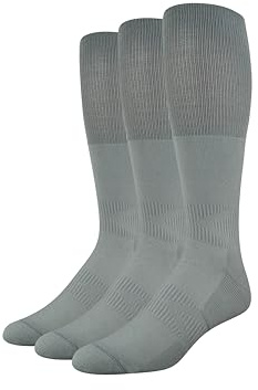 Amazon Essentials Hombre Calcetines de Fútbol, Corte Atlético hasta la Pantorrilla con Amortiguación por Zonas y Soporte para el Arco, Paquete de 3, Gris, 41-45