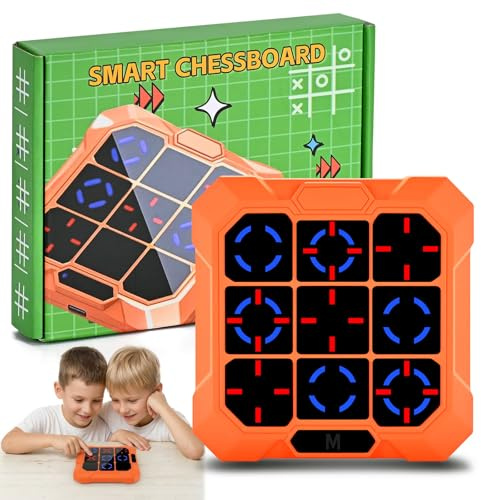 BlueSwan Tres en Raya Electrónico 6 en 1, Tic‑Tac‑Toe Juegos de Viaje, Consola de Bolsillo con Modo Silencioso y Batería Recargable, Desarrolla Lógica y Memoria, Regalo Ideal para Niños y Adultos (3+)