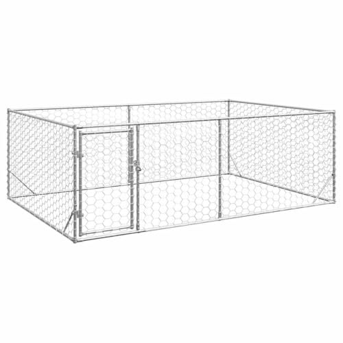 Chenil Extérieur pour Chien Métal, Chenil d'extérieur Enclos Niche Cage pour Chien avec Porte 3 x 2 x 1 m Acier galvanisé