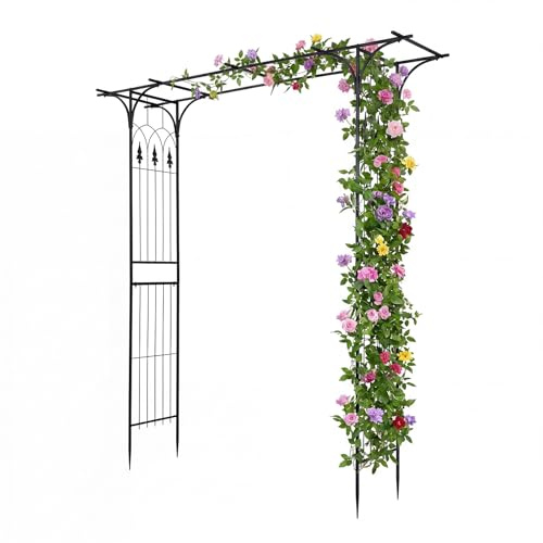 COSTWAY Arco Jardin Exterior de Metal, 206 x 40,5 x 215 cm, Negro