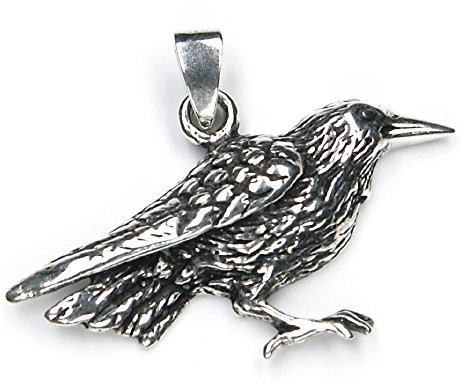Drachensilber Raben Anhänger Silber Schmuck Rabe Kettenanhänger Fein Gearbeitet Tier Motiv Frauen Männer Kinder Odin