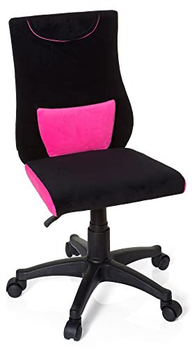 hjh OFFICE 670490 Kinderdrehstuhl KIDDY PRO Stoff Pink/Schwarz Kinder Schreibtischstuhl höhenverstellbar, ideal für Schulanfänger