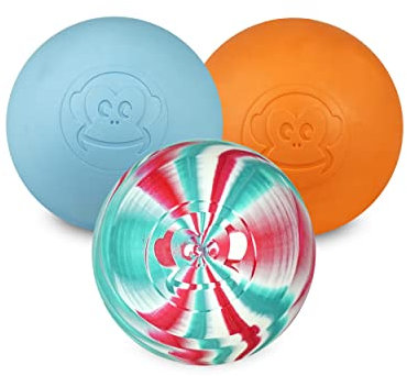 Captain LAX Massageball Original - Lacrosseball im 3er Pack mit den Farben Hellblau, Orange, Rot/Weiß/Grün, aus Hartgummi, geeignet für Triggerpunkt- & Faszienmassage