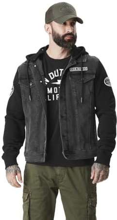 Veste Jeans Bi-matière Homme Dutch Used Noir