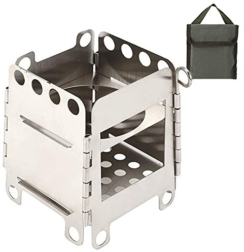 Mini Holzvergaser Faltbar Tragbar, Campingkocher Holzofen Alkoholkocher Und Hobo Kocher, Faltbar Tragbare Holzherd Leicht Herd Für Outdoor-Aktivitäten, Kochen, Wandern, Picknick, BBQ