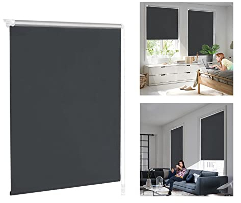 ACXIN Tenda a rullo oscurante, senza fori e con foratura, Klemmfix, antracite, 70 x 160 cm (larghezza x altezza), protezione dal calore per finestre e porte