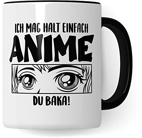 Tasse Anime, Ich mag halt einfach ANIME Du Baka! Spruch, Geschenk Anime-Fans witzige Animetasse Anime-Motiv Anime-Comic-Fans Comic-Motiv (Weiß & Schwarz)