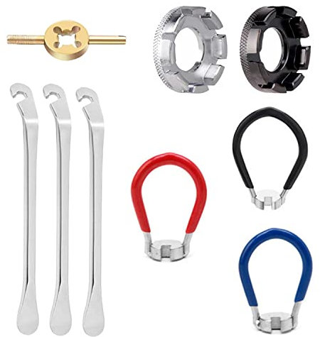 GOIEHIR Fahrrad Speichenschlüssel, 9 Stücke Speichenspanner Fahrrad, Größe 10-15, Nippelspanner für Fahrrad reparieren