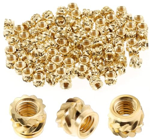 Amabro 100 tuercas de inserción de rosca M3, tuerca de presión 3D, tuercas roscadas de latón, tornillos de impresora, tuercas moleteadas de latón, insertos roscados para impresión 3D