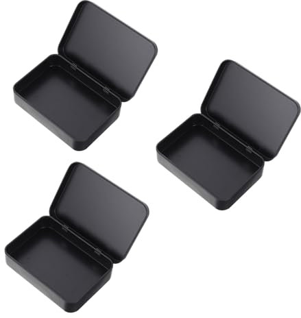 DECHOUS 3pièces Boîte De Rangement Rectangulaire Fer Pour Cartes De Jeu Couvercle Hermétique Anti-chute Multi-usages