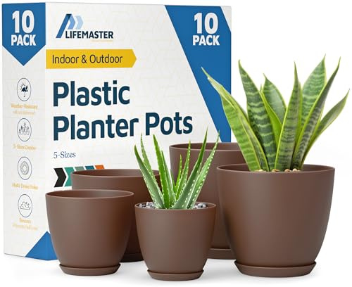 Lifemaster Plant Pot, Brown, Pack of 10