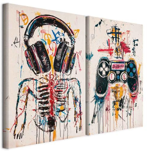 murando - Set di 2 Quadri Acustici Multipannello Moderni Gaming Street-art 80x60 cm (2 pz. 40x60 cm ognuno) - Collage 2 Pezzi - Canvas con Quadro Fonoassorbente Soggiorno - i-H-10018-b-a