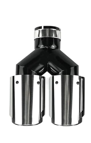 DQRG Terminale di Scarico Punte per Tubi Marmitta Modificati in Vernice Nera Lucida Universale da 1 Pezzo da 89 Mm A Doppia Uscita Tubo di Scarico Auto(Equal Inlet 60mm)