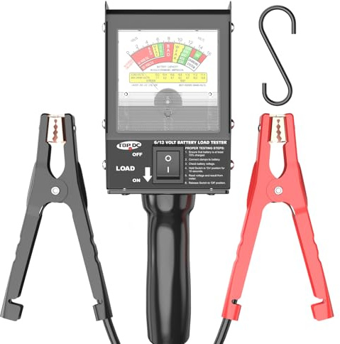 TOPDC 3181 Pro 130 Amp Heavy-Duty Battery Load Tester for 6V & 12V Automotive Batteries, with Anti-Slip Clamps