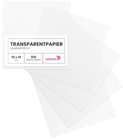 Netuno 100 Blatt Transparentpapier Weiß 10 x 10 cm 180g quadratisches Bastelpapier für Sterne Fensterdeko Faltpapier Weihnachten Advent lichtdurchlässiges Papier für DIY Weihnachtssterne Winterdeko