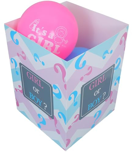 Ciieeo Gender Reveal Box Birthday Prop Photography Blue and Pink Balloons for Shower Decorations Balloon Boxes