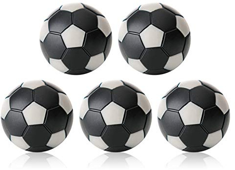 Robertson Winspeed - Juego de 5 pelotas de futbolín (35 mm, no destiñen, resistentes a la abrasión y duraderas, para futbolín y futbolín), color negro y plateado