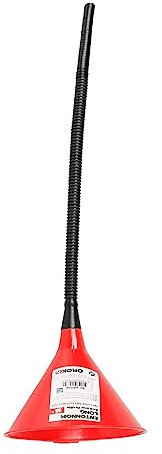 OROK - Entonnoir Long - Matière: Plastique - Diamètre: 13 cm - Flexible - Longueur: 47 cm - Entonnoir Long 18 Pouces - Longueur du Bec Flexible - Couleur: Noir et Rouge - Facile à Utiliser