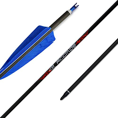 ACCMOS Spine 700 Flèche pour 30 LB Arc Recurve 28 Pouces Flèche Flèches Carbone Flèche Cible Flèche de Chasse Adulte Jeunesse Tir à l’Arc Entraînement 12pcs