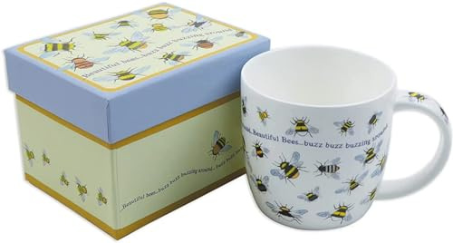 Taza de porcelana de hueso con caja de regalo 350 ml Buzzing Bees de Eric Heyman