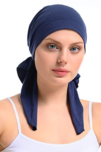 Bandana da donna in bambù prelegata - copricapo Chemo per la caduta dei capelli, panno traspirante in bambù e cotone, morbido foulard per cuoio capelluto sensibile, jeans, Taglia unica