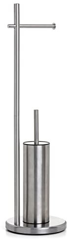 TATAY Toilettenbürste mit Papierhalter | Klopapierhalter mit Klobürste aus Edelstahl | Standfuß mit Gewicht für mehr Stabilität | Bohrfreie Montage | Robust und Elegant | 20,5 x 20,5 x 74,5 cm