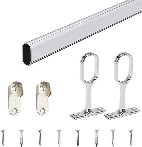 Soporte Central de la Barra de Percha,Soporte Central de la Barra Ovalada del Armario,Soporte de Barra de Tubo del Gabinete,Soporte del Armario,Soporte de Barra de Percha Metálica 4 Piezas Tokaneit